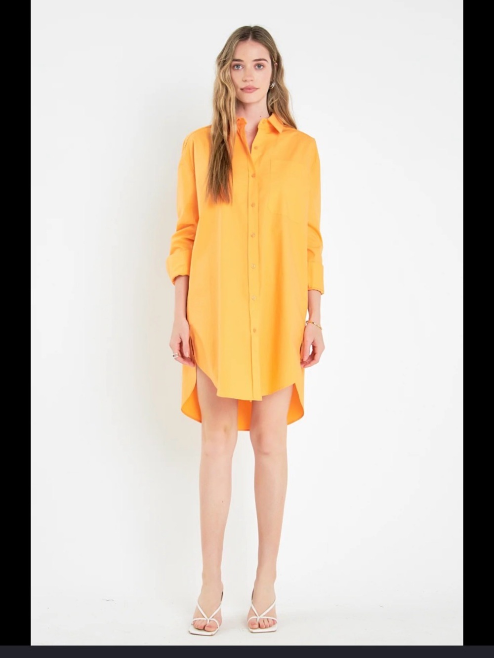 English Factory Bright Orange High-Low Shirt Dress